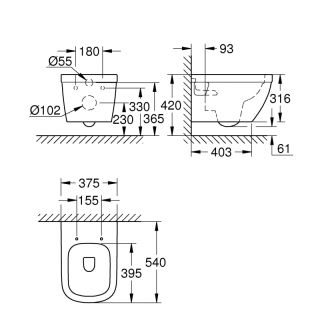 Унитаз подвесной Grohe Euro Ceramic 39538000 белый