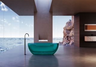 Прозрачная ванна ABBER Kristall AT9703Aquamarin из полиэфирной смолы 170x75см бирюзовый