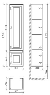 Пенал подвесной Sancos Very PVR35LW левый 35см Bianco