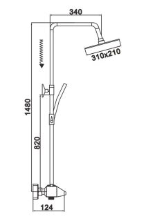 Душевая стойка Rose R3736 с термостатом хром