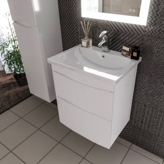 Тумба под раковину Бриклаер Вега 4627125415739 с двумя ящиками 60 см белый