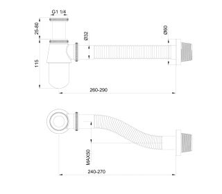 Сифон для раковины Wonzon & Woghand WW-88SS102-MB чёрный матовый