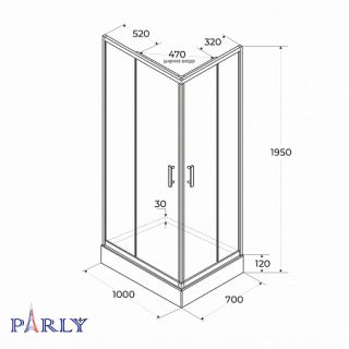 Душевой уголок с поддоном PARLY QZ71S N (70х100х195)