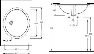 Раковина beWash Balaton 91551001 55 см овальная