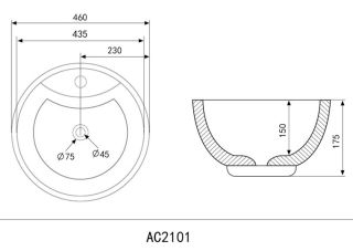 Раковина ABBER Bequem 46см чёрный матовый AC2101MB