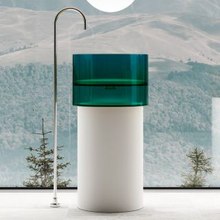 Напольная раковина ABBER Kristall AT2701White-Aquamarin-H 45см белый/бирюзовый