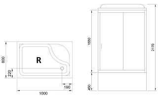Душевая кабина Royal Bath BP правая стекло матовое 100x80см RB8100BP1-M-R
