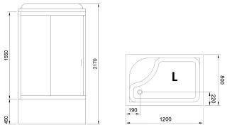 Душевая кабина Royal Bath BP левая стекло матовое 120x80см RB8120BP1-M-L