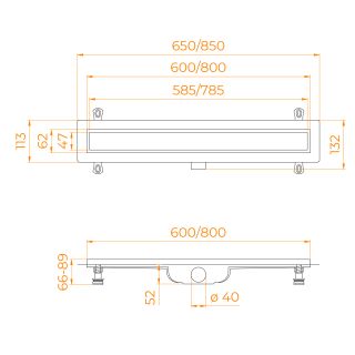 Душевой лоток RGW Drain Leo-41 60214180-01 80см под плитку хром