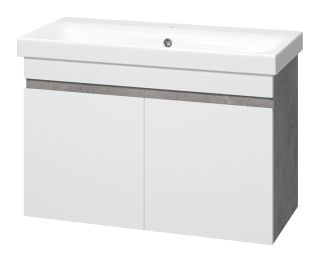 Подвесная тумба под раковину Misty Ронда 80см белый/бетон Чикаго светло-серый