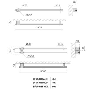 Электрический полотенцесушитель Broner Bruno BR.007.080.0000.RAL 9005M 80 см с кнопкой чёрный матовый