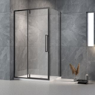 Душевой уголок Veconi Rovigo RV-034B, 1000х1000х1950, черный, прозрачное стекло