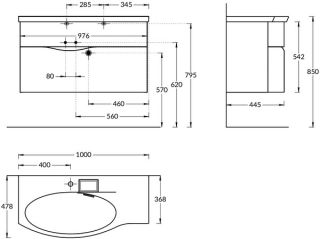 Тумба под раковину Kerama Marazzi Riva RV.100Lh\WHT.M левая 100 см белый матовый