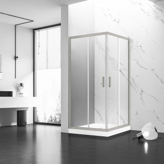 Душевой уголок Veconi Rovigo RV-83, 1200х900х1950, никель брашинг, прозрачное стекло