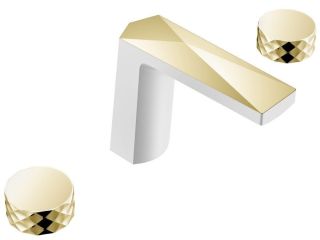 Смеситель для раковины Boheme Venturo 150-WG-DIAMOND белый/золото