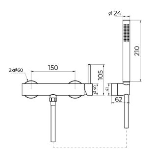 Смеситель для душа Knotlor SS-22/RB, бронза