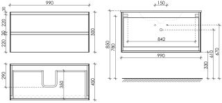 Подвесная тумба под раковину Sancos Cento CN100W 100см белый глянец