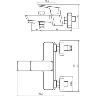 Смеситель для ванны Aquanet Gotic AF440-20B 243292 чёрный матовый