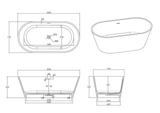Ванна из искусственного камня Timo Elissa ELISSA1500 150x75 см белый