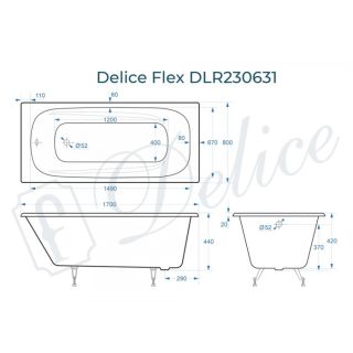 Ванна чугунная Delice Flex DLR230631 170х80