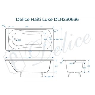 Ванна чугунная Delice Haiti Luxe  DLR230636 150х80