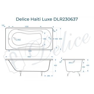 Ванна чугунная Delice Haiti Luxe DLR230637 160х80