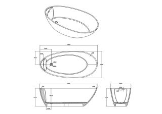 Ванна из искусственного камня Timo Mari MARI1700 170x80 см белый