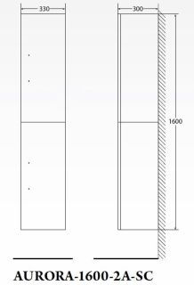 Шкаф-колонна BelBagno правосторонний 160x33см Bianco Lucido AURORA-1600-2A-SC-BL-P-R