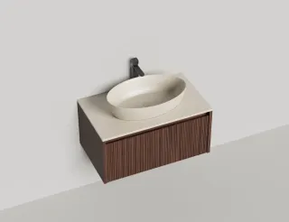 Подвесная тумба Salini Domino 27D208F 80см шпон/фрезерованный фасад