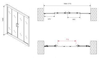 Шторка на ванну ABBER Schwarzer Diamant AG57170M 170см хром