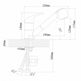 Смеситель для кухни Florentina Сигма с выдвижным изливом антрацит