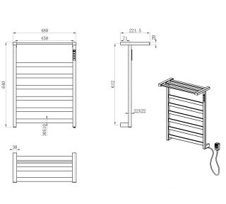 Полотенцесушитель электрический Wonzon & Woghand Frankfurt WW-A1026-BR 48x64 см брашированный никель
