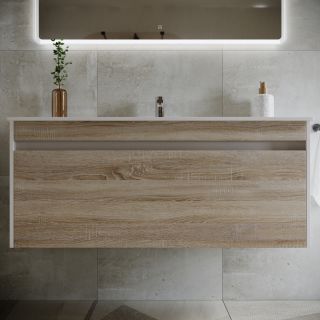 Подвесная тумба под раковину Sancos Smart SM120-1E 120см дуб бардолино/белый