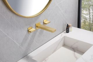 Встраиваемый смеситель для раковины ABBER Daheim AF82122G золото матовое