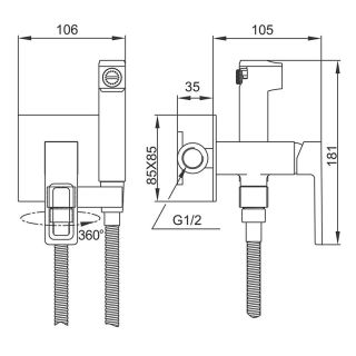 Гигиенический душ со смесителем Gappo G7217-19 оружейная сталь