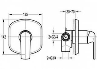 Встраиваемый 4-х позиционный переключатель, хром Cezares GLOBO-F-DEV4-01
