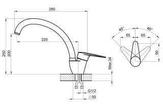 Смеситель для кухни Granula Standart 03-ST, ЧЁРНЫЙ