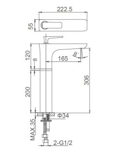 Смеситель для раковины Wonzon & Woghand Shark WW-481104-CR хром