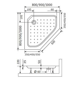Поддон для душа RGW STYLE TR 900х900х220