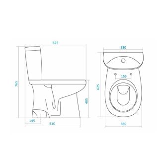 Унитаз напольный Santek - Анимо с сиденьем дюропласт, верт. выпуск 1WH302133