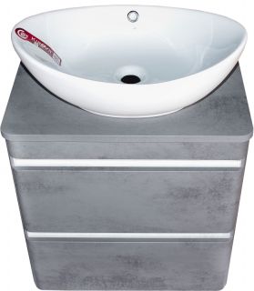 Тумба подвесная под раковину Style Line "Атлантика 80" СС-00002283  Люкс бетон темный, (2 ящ.), со столешницей МДФ, PLUS