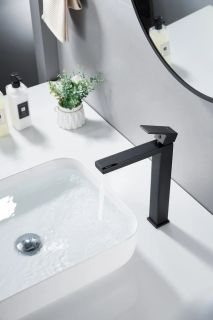 Смеситель для раковины высокий Knotlor KN-24/BL, черный