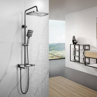 Душевая стойка Shevanik S9936T оружейная сталь