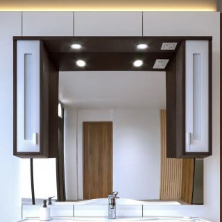 Зеркальный шкаф с подсветкой Бриклаер Бали 4627125411809 120 см венге/белый