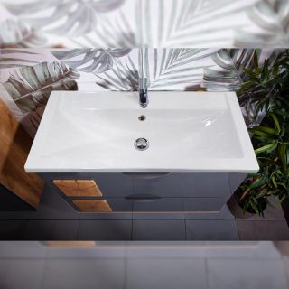 Тумба под раковину Бриклаер Форест 4627125414664 100 см дуб золотой/антрацит