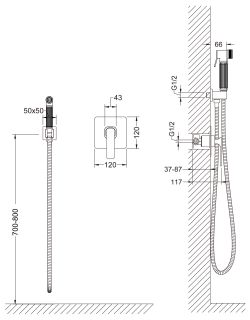 Гигиенический душ Timo Torne со смесителем золото матовое 4389/17SM