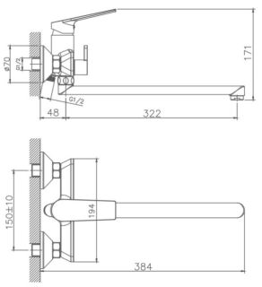Смеситель для ванны Haiba HB22533-3 пепельный