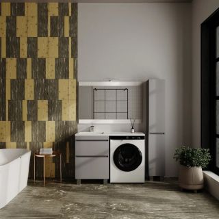 Тумба напольная Style Line Даллас Леон 120 Люкс Plus СС-00002450 под раковину для стиральной машины серый