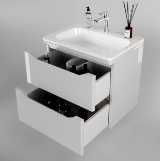 Тумба под раковину Style Line Марелла 60 Люкс Plus СС-00002405 60см белый глянец