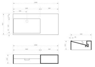 Подвесная тумба с раковиной ABBER Stein AS2640 100см белый матовый
